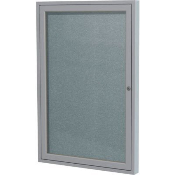 Ghent Ghent Enclosed Bulletin Board, Outdoor, 1 Door, 24"W x 36"H, Stone Vinyl/Silver Frame PA13624VX-199
